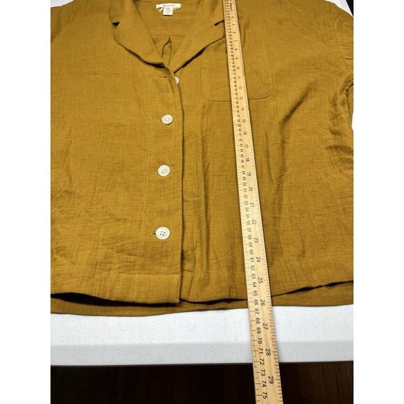 Madewell Boxy Button Down Mustard Short Sleeve Boho Top Womens Size XL - Picture 4 of 7